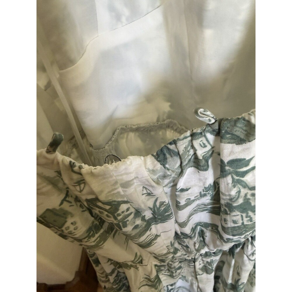 Abercrombie & Fitch Toile Tropical Beach Scene Maxi Dress M Tall Halter Tiered - Picture 3 of 8